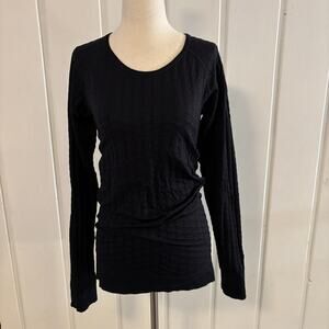 Athleta Black Long Sleeve Top Women’s Medium Textured Stretch Tunic 28in